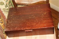 Wooden chest w silverware