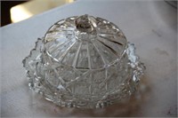 Vintage glass lidded cheese dish