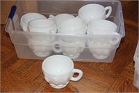 Lot of 11 white milk glass w grapes teacups