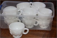 Lot of 12 white milk glass w grapes teacups