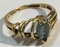 10k Gold Ring With Blue Stone
