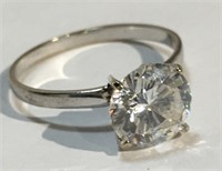 14k White Gold Ring With Large Clear Stone