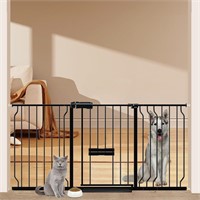 Extra Wide Dog Gate with Cat Door, 52.76"-62.20"
