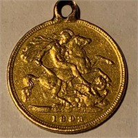 1893 Gold Half Sovereign Pendant