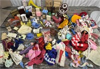 Box lot of doll furniture and clothing