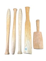 5 Wooden Paddles & Rolling Pins