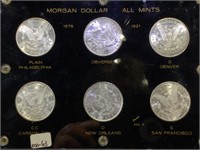 6- Morgan Dollar All Mints, includes 1883-CC, 6 x
