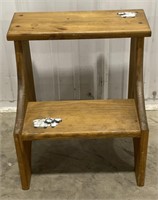 (AB) 
Carved Wooden Step Stool with Bunny and