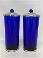 French Cobalt Blue Glass Jars.