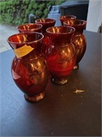 Vintage Ruby Red  6 Vases