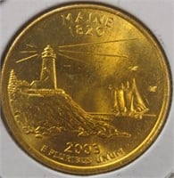 24k gold-plated 2003 d Maine quarter