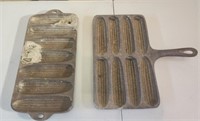 2 cast iron corn muffin pans