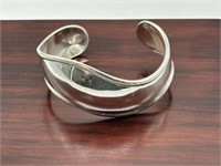 Sterling Silver Wavy Atomic Style Cuff Bracelet