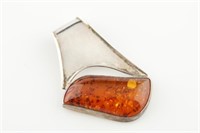 Sterling Silver, Amber Pendant