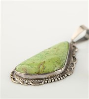 Sterling Silver, Lime Turquoise Pendant