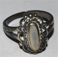 Vtg Thailand NF Sterling Mother of Pearl Ring 6