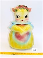 Vintage Lady pig w/pink flowers cookie jar by