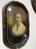 Antique portrait in frame, 13" x 20" tall, bubbl