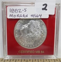 1882-S Morgan silver dollar, MS-64