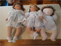 (2) Porcelain & (1) Stuffed Dolls