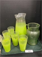 Mid Century Blendo Frosted Pitcher & Glasses.
