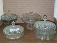 Glass candy dishes w lids