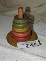 Vintage wood toddler toy w/ wood rings