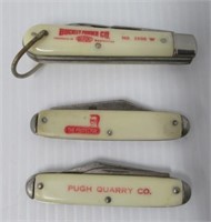 (3) Advertising knives. Marked USA, and Colonial.