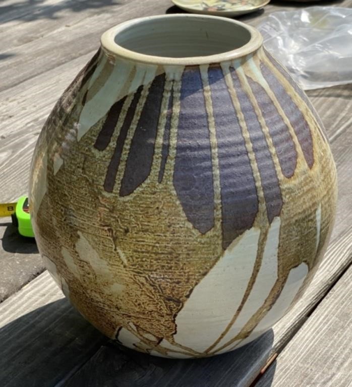 Nice Artist Signed 12" Stoneware Vase