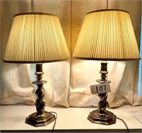 Pair Brass Table Lamps