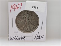 1947 90% Silv Walker Half $1 Dollar