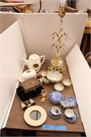 Bargain Lot: Vintage Bowl, Blue Ware, Purse, Lamp