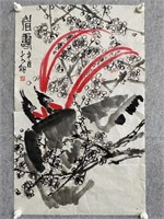 Chinese Ink Color Scroll Painting,Signed