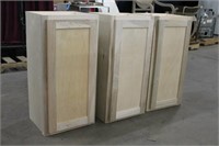 (3) Single Door Unfinished Maple Cabinets