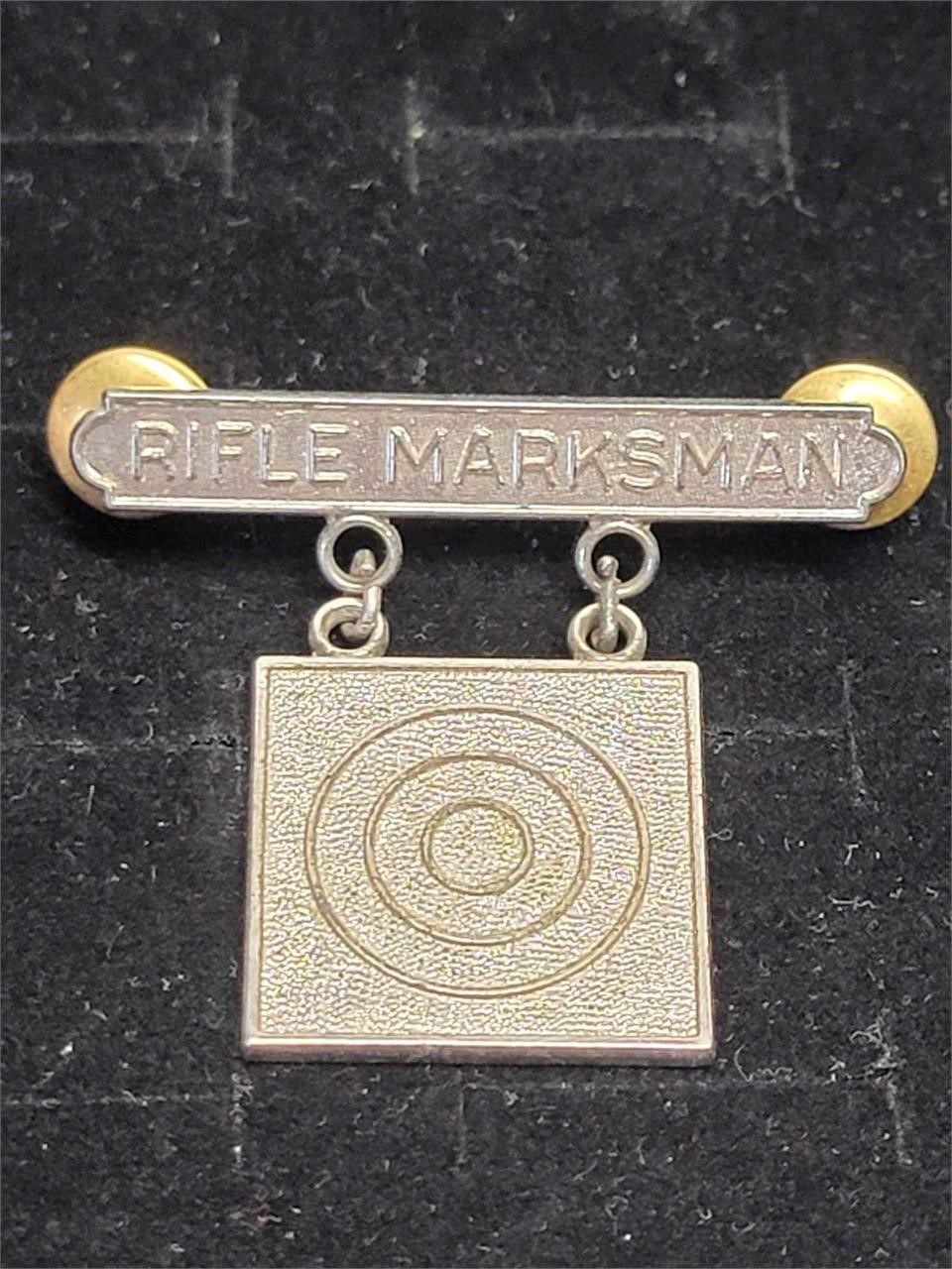 Vintage Sterling Silver Rifle Marksman Medal