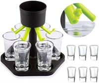 6 Plastic Shot Dispenser and Holder Set, 18+