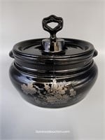 L.E. Smith Black Amethyst Bean Pot -Gorgeous- 7" O