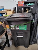 Toter 64 Gallon 2-Wheel Black Garbage Can