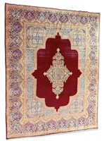 Persian Kerman Roz & Roz Hand-Made Area Rug
