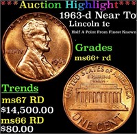 ***Auction Highlight*** 1963-d Lincoln Cent Near T