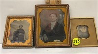 3PC ANTIQUE PHOTOGRAPH LOT IN FRAMES