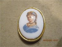 Painted Victorian Cameo Pendant