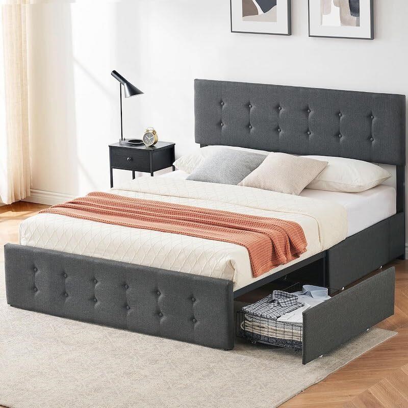 IDEALHOUSE Queen Bed Frame w/ Storage Drawers