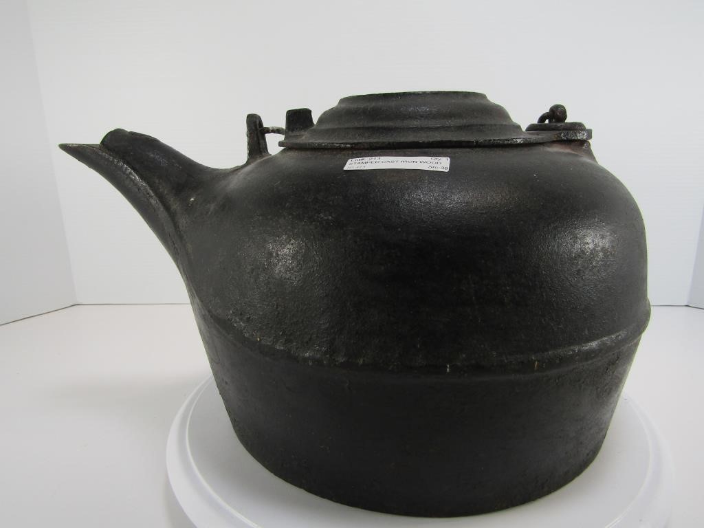 STAMPED CAST IRON WOOD STOVE KETTLE