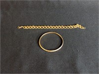 14 KT GOLD BRACELET & UNMARKED GOLD BANGO