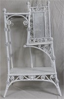 FANCY VICTORIAN WICKER ETAGERE, PAINTED WHITE,