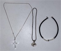 (3) STERLING SILVER NECKLACES