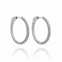14k Gold 2.50 ctw Diamond Inside Out Hoop Earrings