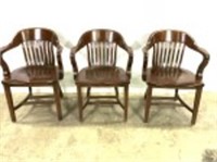 3 Dark Finish Vintage Wood Chairs