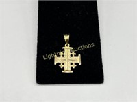 18K YELLOW GOLD JERUSALEM CROSS PENDANT